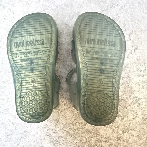 Mini Melissa Little Girls Sea Sandal Shell Glitter Blue Jelly Shoes Size 7 - Picture 4 of 11